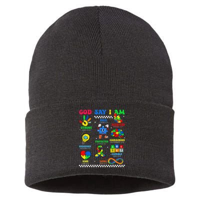 God Says I Am Be Kind Autism Awareness  Sustainable Knit Beanie