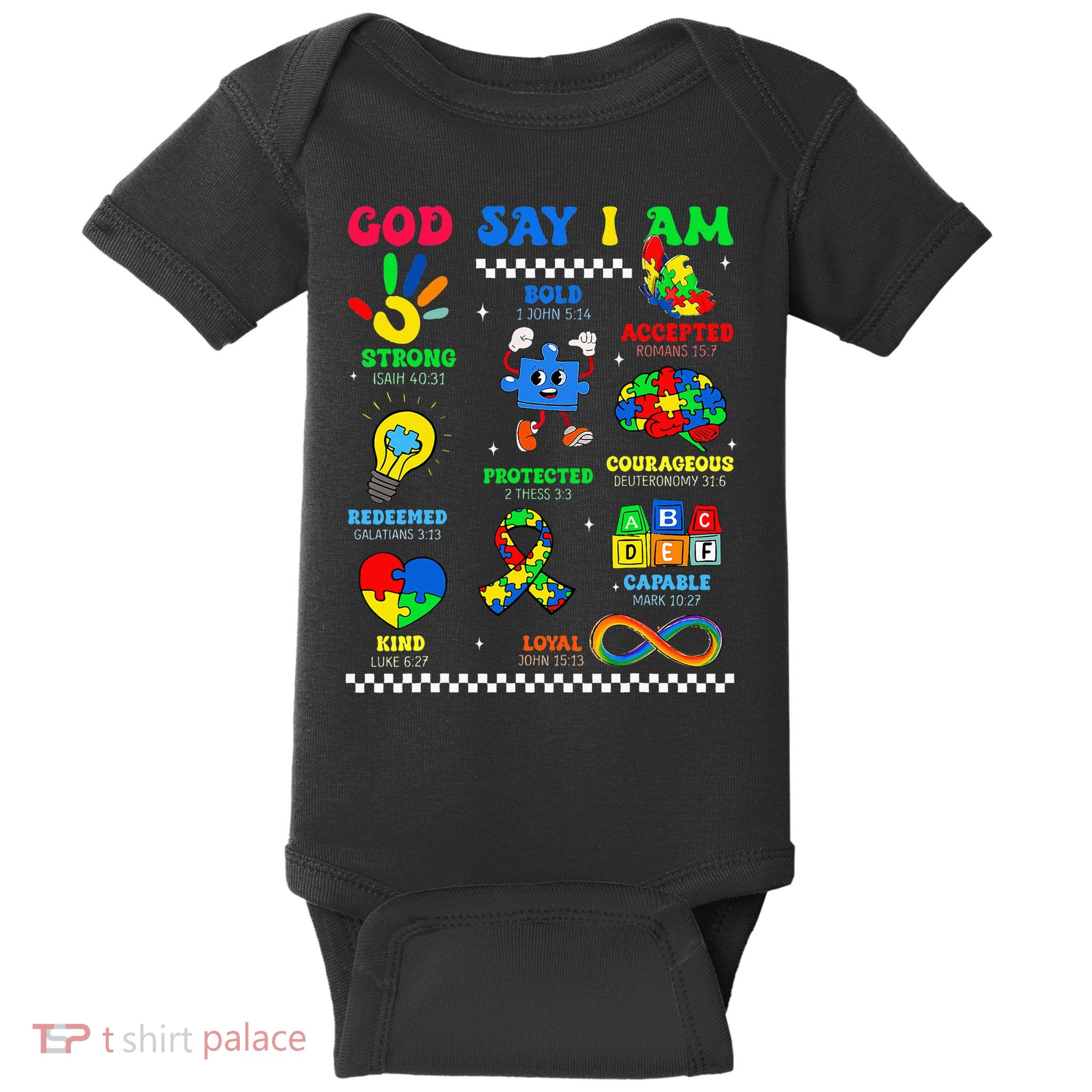 God Says I Am Be Kind Autism Awareness  Baby Bodysuit