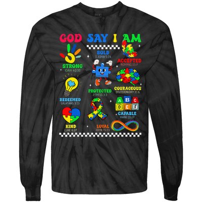 God Says I Am Be Kind Autism Awareness  Tie-Dye Long Sleeve Shirt
