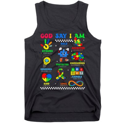 God Says I Am Be Kind Autism Awareness  Tank Top