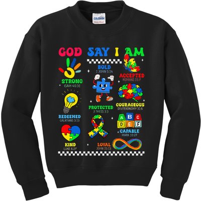 God Says I Am Be Kind Autism Awareness  Kids Sweatshirt
