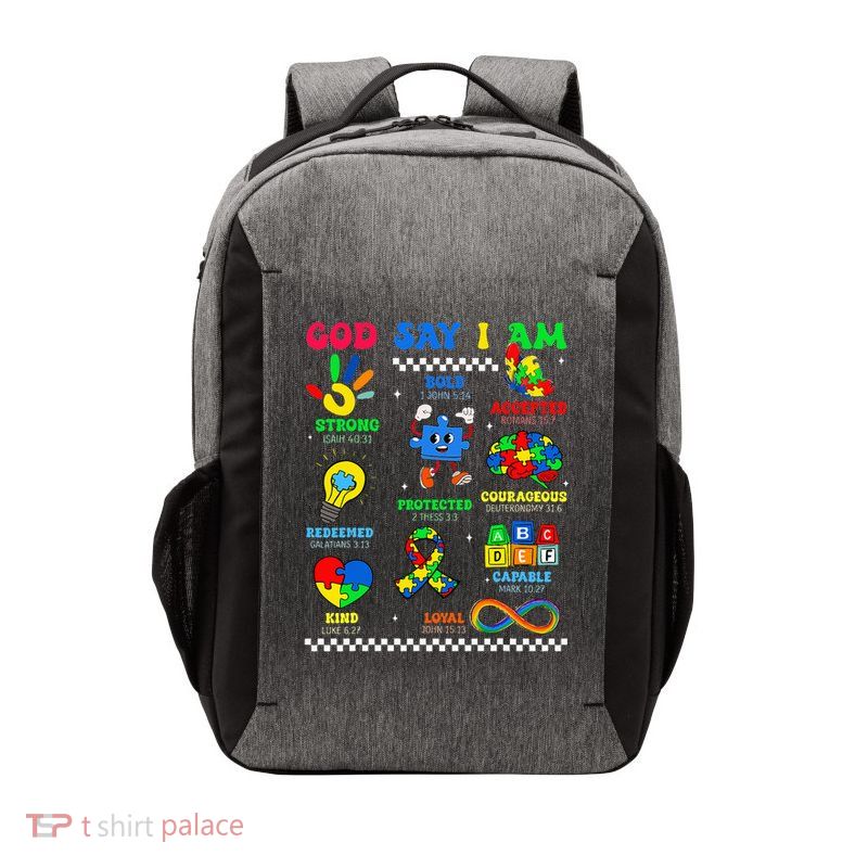God Says I Am Be Kind Autism Awareness  Vector Backpack