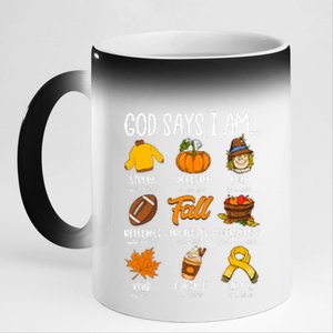 God Says I Am Fall Vibes Autumn Christian 11oz Black Color Changing Mug