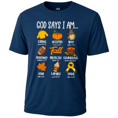 God Says I Am Fall Vibes Autumn Christian Performance Shirt