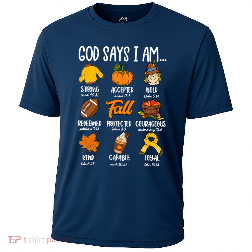 God Says I Am Fall Vibes Autumn Christian Performance Shirt