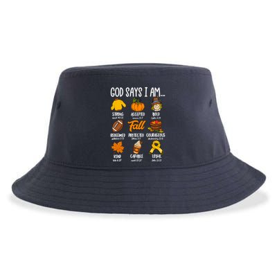 God Says I Am Fall Vibes Autumn Christian Sustainable Bucket Hat