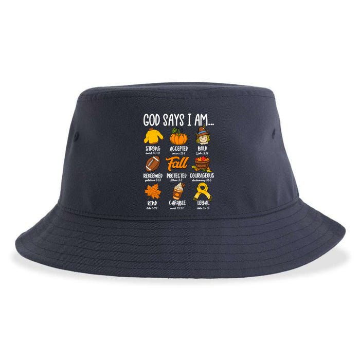 God Says I Am Fall Vibes Autumn Christian Sustainable Bucket Hat