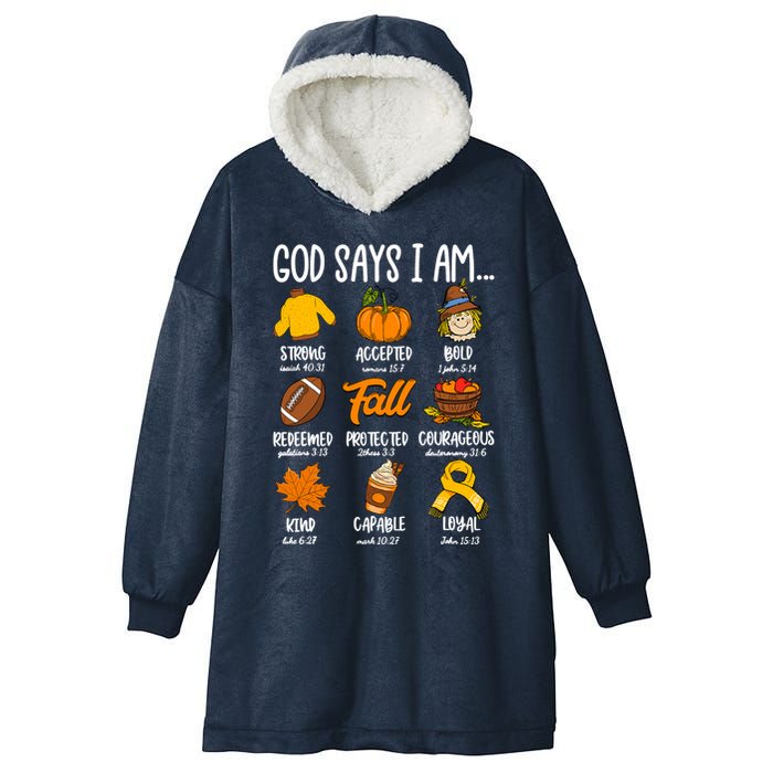God Says I Am Fall Vibes Autumn Christian Hooded Wearable Blanket