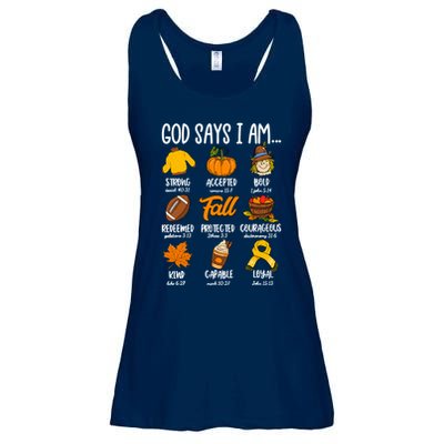 God Says I Am Fall Vibes Autumn Christian Ladies Essential Flowy Tank