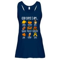 God Says I Am Fall Vibes Autumn Christian Ladies Essential Flowy Tank