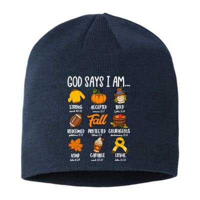 God Says I Am Fall Vibes Autumn Christian Sustainable Beanie