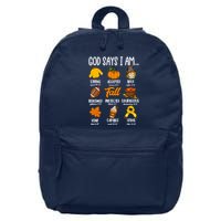 God Says I Am Fall Vibes Autumn Christian 16 in Basic Backpack