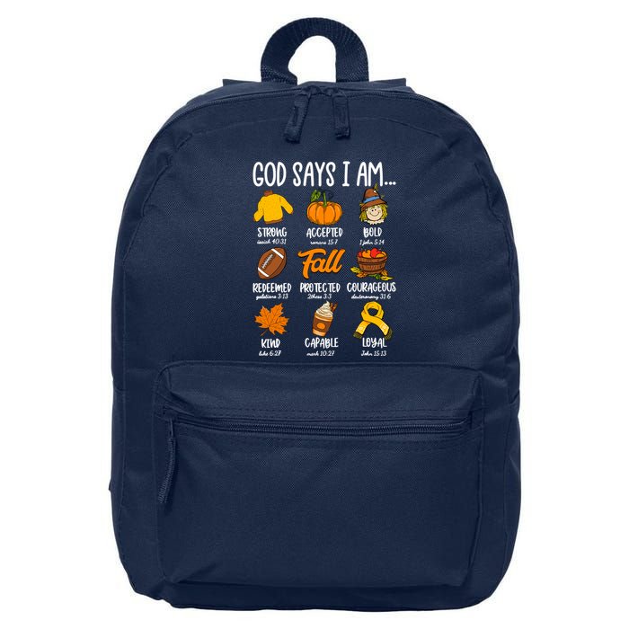 God Says I Am Fall Vibes Autumn Christian 16 in Basic Backpack