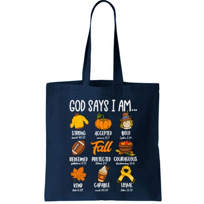 God Says I Am Fall Vibes Autumn Christian Bag
