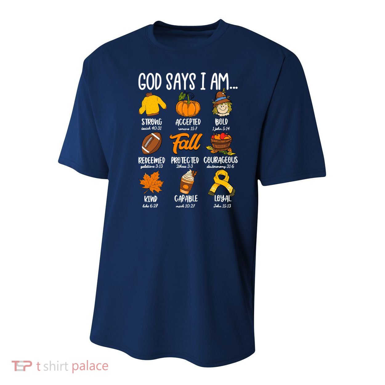 God Says I Am Fall Vibes Autumn Christian Youth Performance Sprint T-Shirt