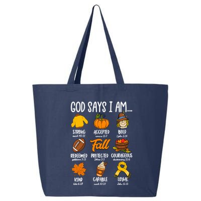 God Says I Am Fall Vibes Autumn Christian 25L Jumbo Tote