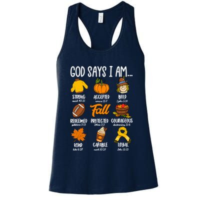 God Says I Am Fall Vibes Autumn Christian Womens Tank Top