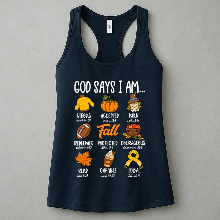 God Says I Am Fall Vibes Autumn Christian Womens Tank Top