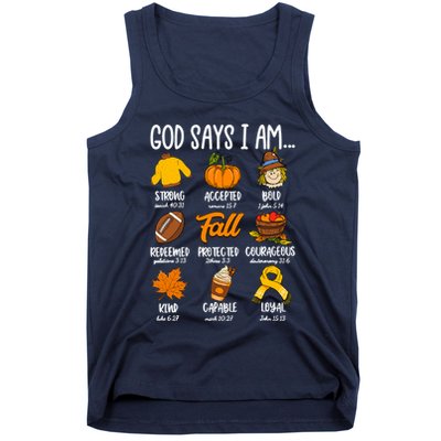 God Says I Am Fall Vibes Autumn Christian Tank Top
