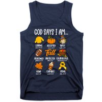 God Says I Am Fall Vibes Autumn Christian Tank Top