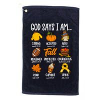 God Says I Am Fall Vibes Autumn Christian Golf Towel