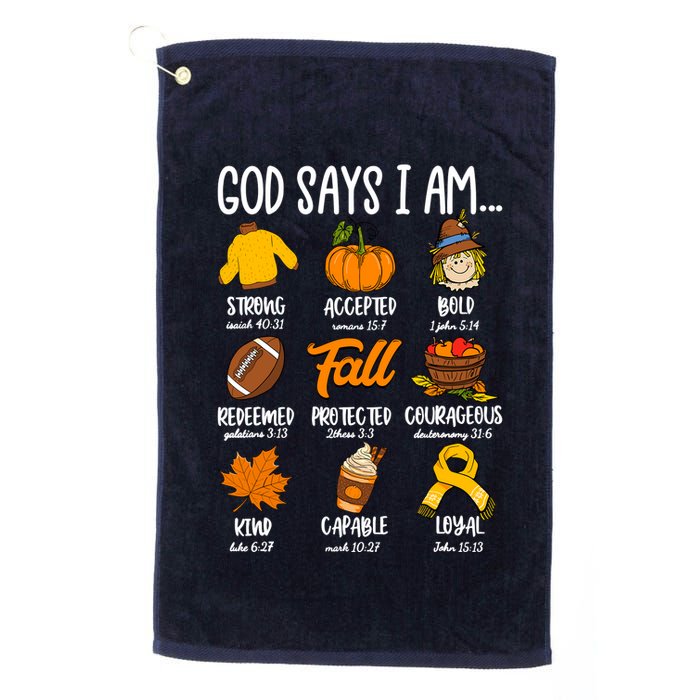 God Says I Am Fall Vibes Autumn Christian Golf Towel