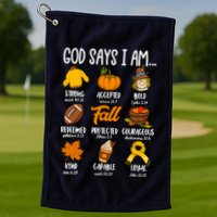 God Says I Am Fall Vibes Autumn Christian Golf Towel