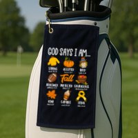 God Says I Am Fall Vibes Autumn Christian Golf Towel