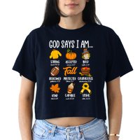 God Says I Am Fall Vibes Autumn Christian Crop Top