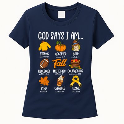 God Says I Am Fall Vibes Autumn Christian Womens T-Shirt