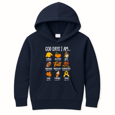 God Says I Am Fall Vibes Autumn Christian Kids Hoodie