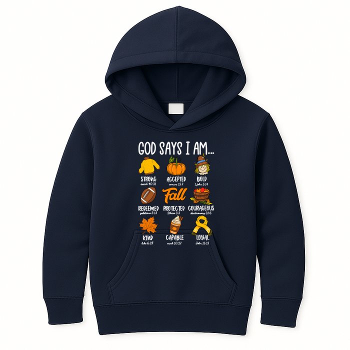 God Says I Am Fall Vibes Autumn Christian Kids Hoodie