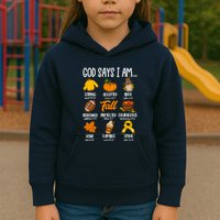 God Says I Am Fall Vibes Autumn Christian Kids Hoodie