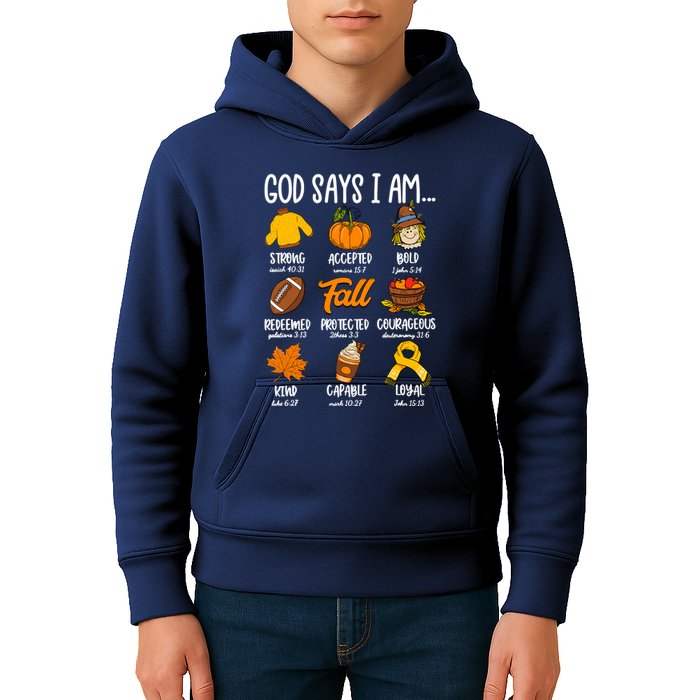 God Says I Am Fall Vibes Autumn Christian Kids Hoodie
