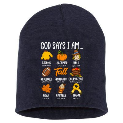 God Says I Am Fall Vibes Autumn Christian Short Acrylic Beanie