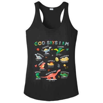 God Says I Am Dinosaur Ladies PosiCharge Competitor Racerback Tank