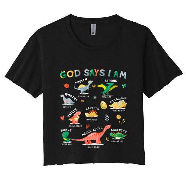 God Says I Am Dinosaur Crop Top
