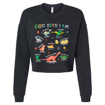God Says I Am Dinosaur Cropped Pullover Crew