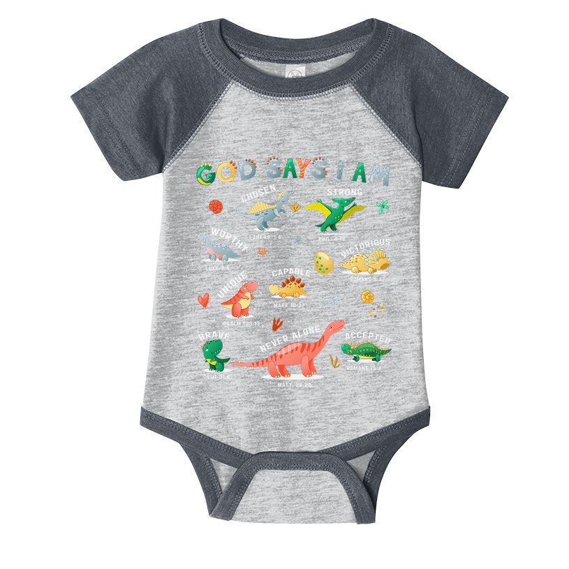 God Says I Am Dinosaur Infant Baby Jersey Bodysuit