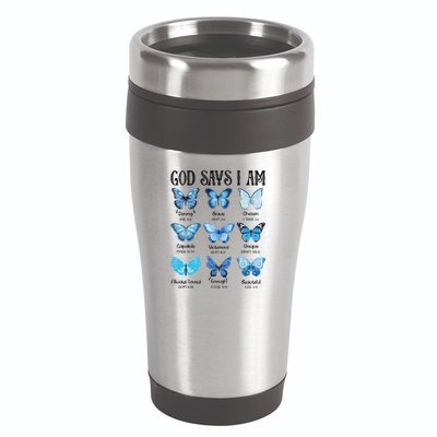 God Says I Am Butterfly Christian Religious 16oz Travel Tumbler