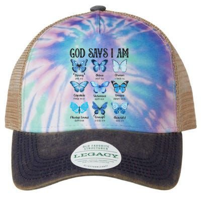 God Says I Am Butterfly Christian Religious Legacy Tie Dye Trucker Hat