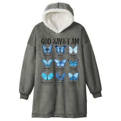 God Says I Am Butterfly Christian Religious Hooded Wearable Blanket