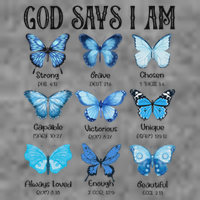 God Says I Am Butterfly Christian Religious Tall Sweatshirt