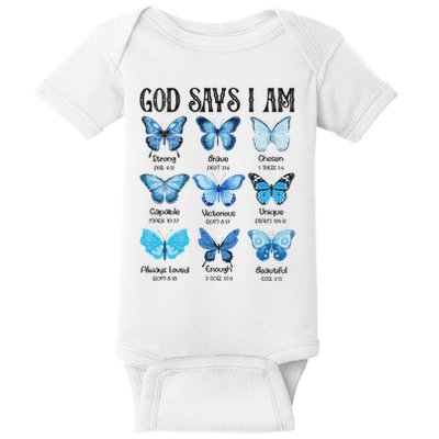 God Says I Am Butterfly Christian Religious Baby Bodysuit