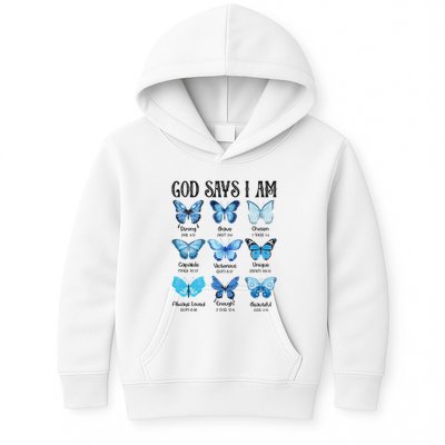 God Says I Am Butterfly Christian Religious Kids Hoodie