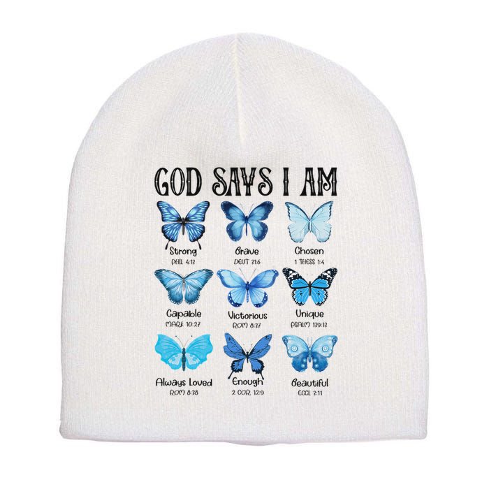 God Says I Am Butterfly Christian Religious Short Acrylic Beanie