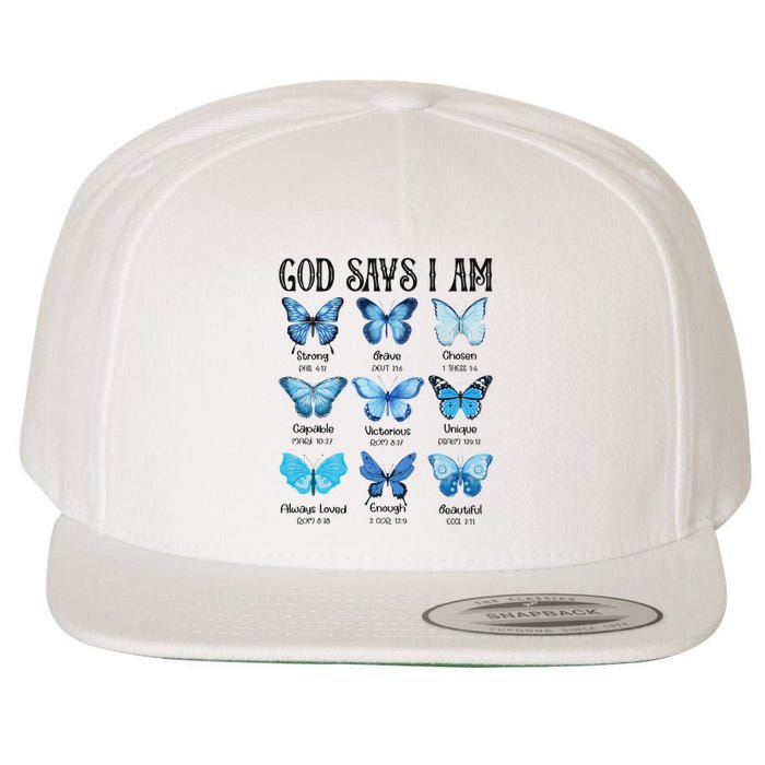 God Says I Am Butterfly Christian Religious Wool Snapback Cap
