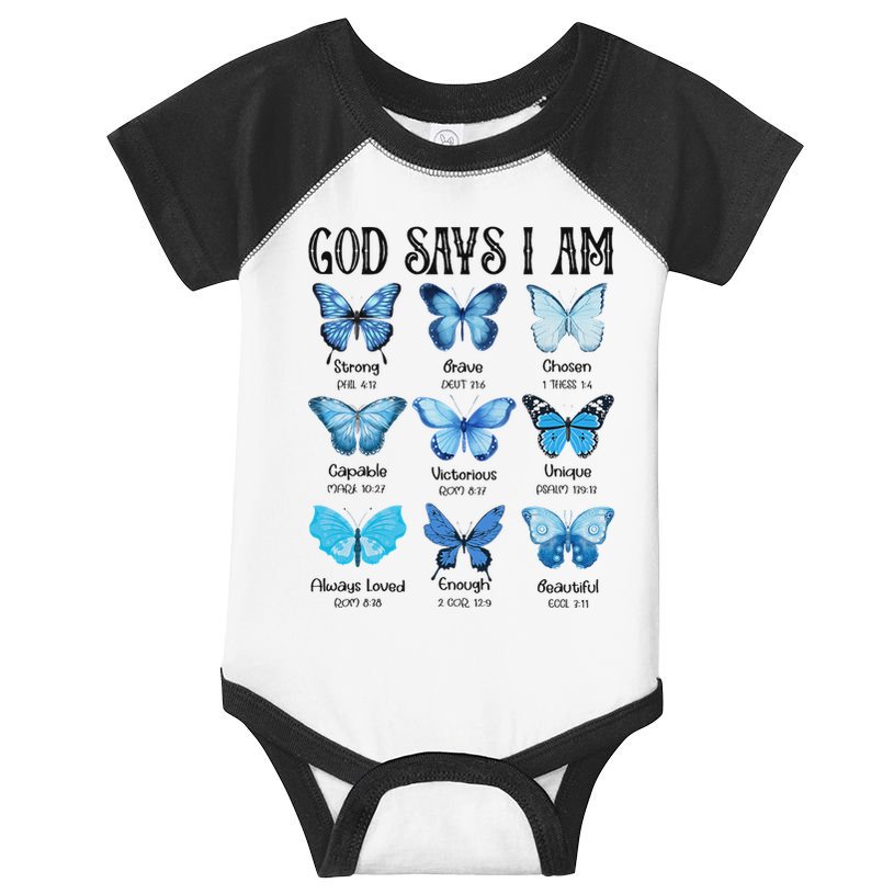 God Says I Am Butterfly Christian Religious Infant Baby Jersey Bodysuit