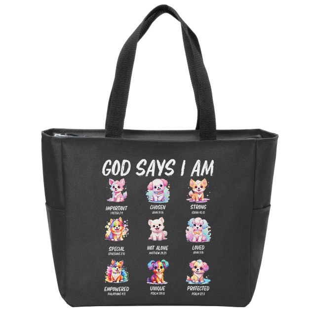 God Says I Am Cute Dog Bible Verse Zip Tote Bag