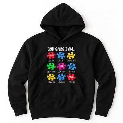 God Says I Am Bible Verses Christian Autism Awareness Puzzle Hoodie